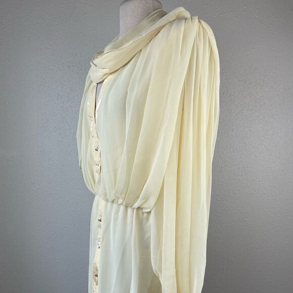 NWT Vintage Wayne Clark by Aline Marelle Yellow Silk Dress and Scarf Size 12 - Picture 6 of 11